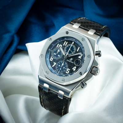 Audemars Piguet Royal Oak Offshore Chronograph 26470ST.OO.A028CR.01 black dial with subdials and date window.