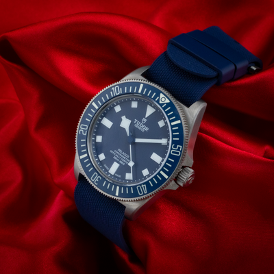 Tudor Pelagos FXD Marine Nationale 25707B/23-0001, blue dial and bezel with titanium case and crown.
