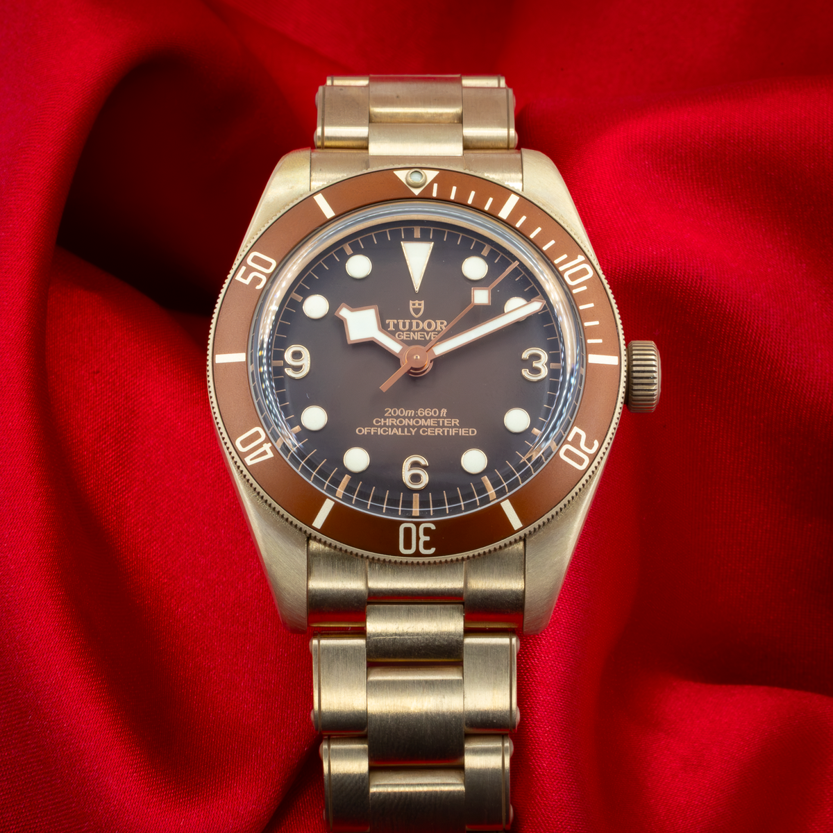 Tudor Black Bay Automatic Brown Men's Watch 79012m Dial, reference 79012m-0001, showing the brown dial and bronze case.