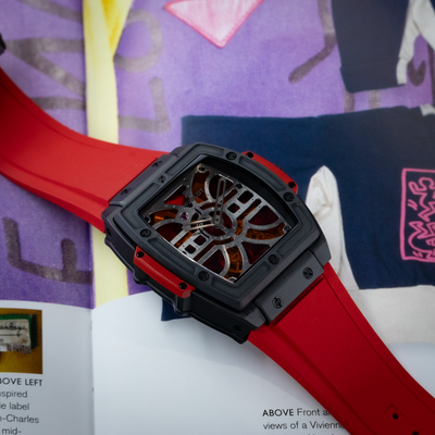 Hublot Spirit of Big Bang Red Vitrail Limited Edition 312.CI.0002.LR, dial and red rubber strap.