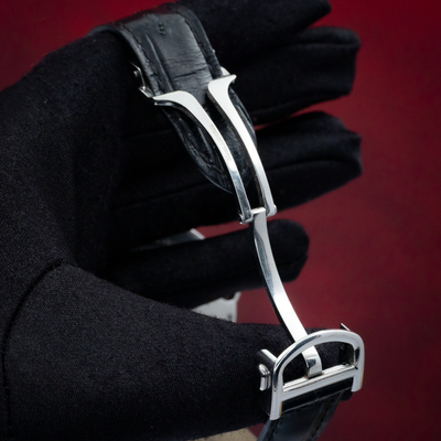 Cartier Ballon Bleu Silver Dial 40mm WSBB0039, stainless steel deployant clasp detail with "STAINLESS STEEL" engraving.