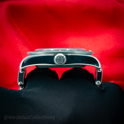 Tudor Black Bay Fifty-Eight M79030N-0001, watch case side view with crown.