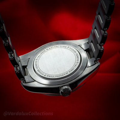 Tudor Black Bay Fifty-Eight M79030N-0001 caseback, crown, and bracelet details.