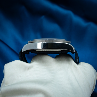Tudor Black Bay Fifty-eight Blue M79030B-0003, watch case side profile on a white glove.